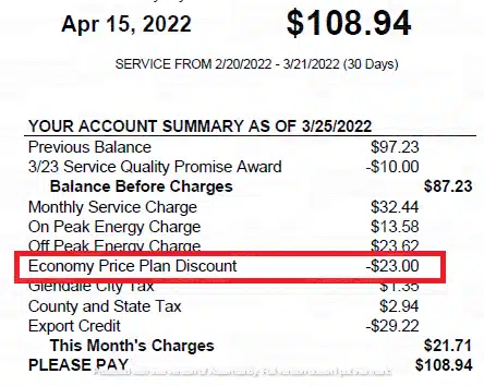 SRP Economy Price Plan Discount