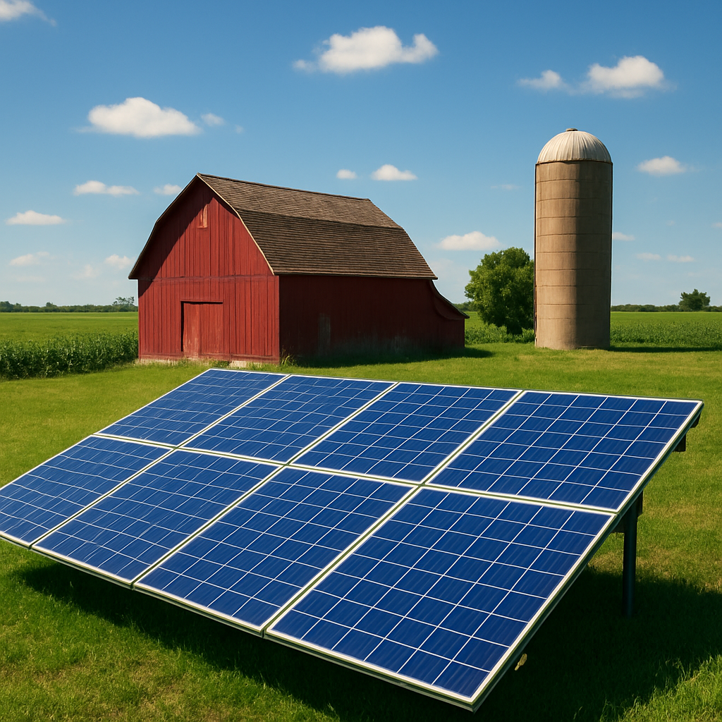 Sunny day in Illinois with solar panels